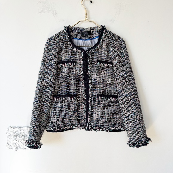 J. Crew Lady Tweed Jacket Black Rainbow Metallic Fringe Blazer 6 - Picture 6 of 11